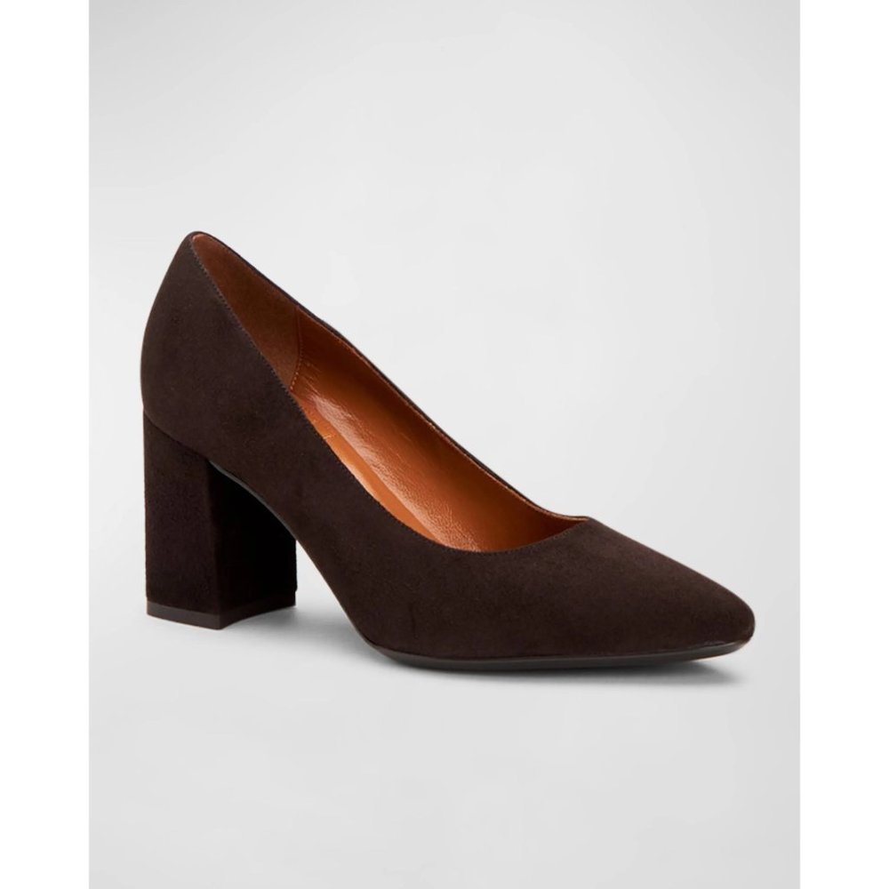 🆕AQUATALIA Peony Block Heel Pump Shoes Brown Suede 6.5 - Picture 4 of 11